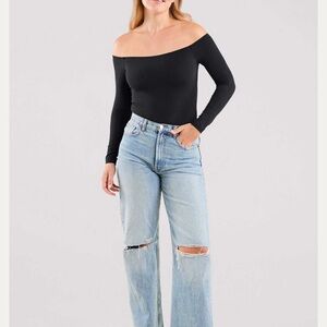 nuuds Black Off-Shoulder Bodysuit